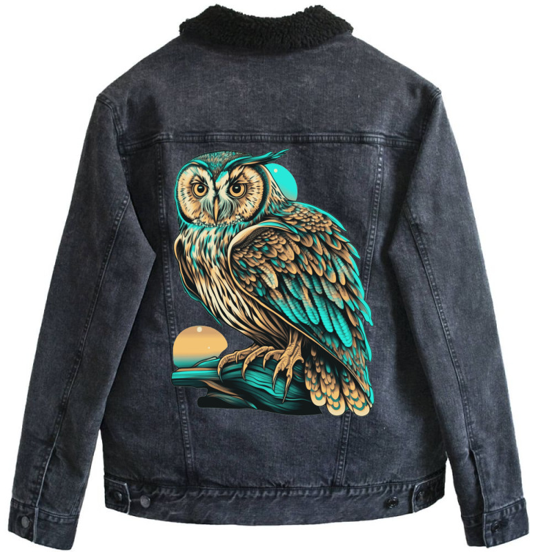 Ocean Sea Water Owl Unisex Sherpa-Lined Denim Jacket by UrielTurner100 | Artistshot