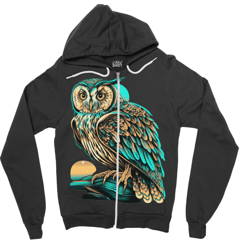 Ocean Sea Water Owl Zipper Hoodie by UrielTurner100 | Artistshot