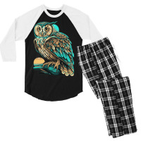 Ocean Sea Water Owl Men's 3/4 Sleeve Pajama Set | Artistshot