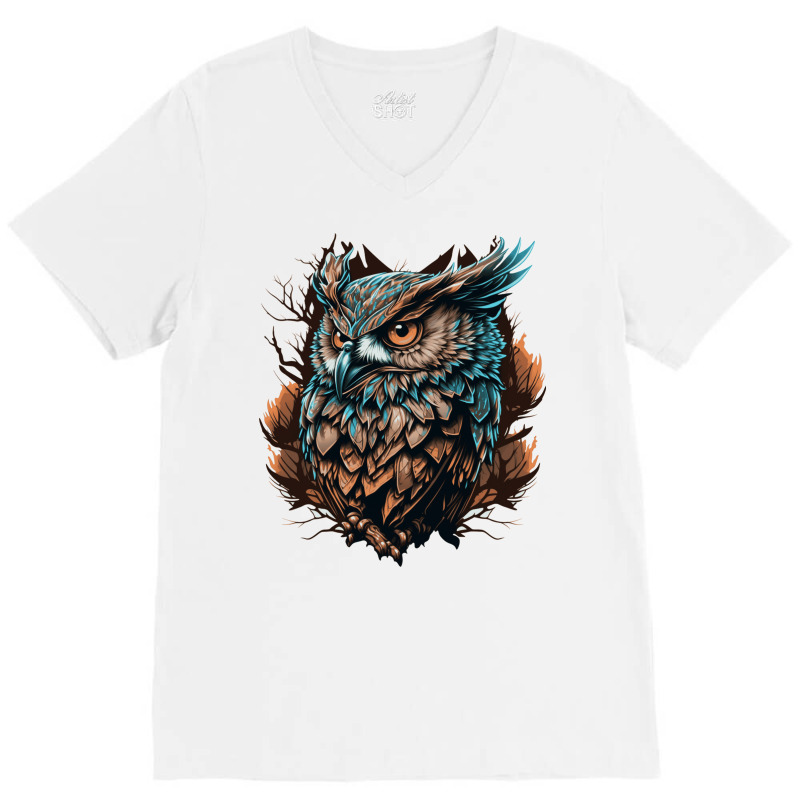 Owl Angry V-Neck Tee by UrielTurner100 | Artistshot