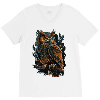 Owl Angry V-neck Tee | Artistshot