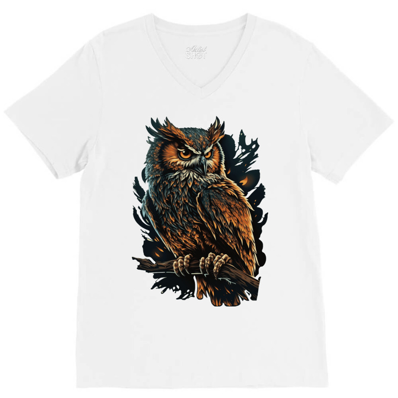 Owl Angry V-Neck Tee by UrielTurner100 | Artistshot