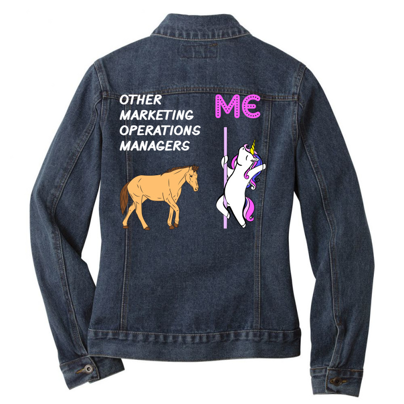 Marketing Operations Manager Unicorn Horse Design Ladies Denim Jacket by dyrondewer6 | Artistshot