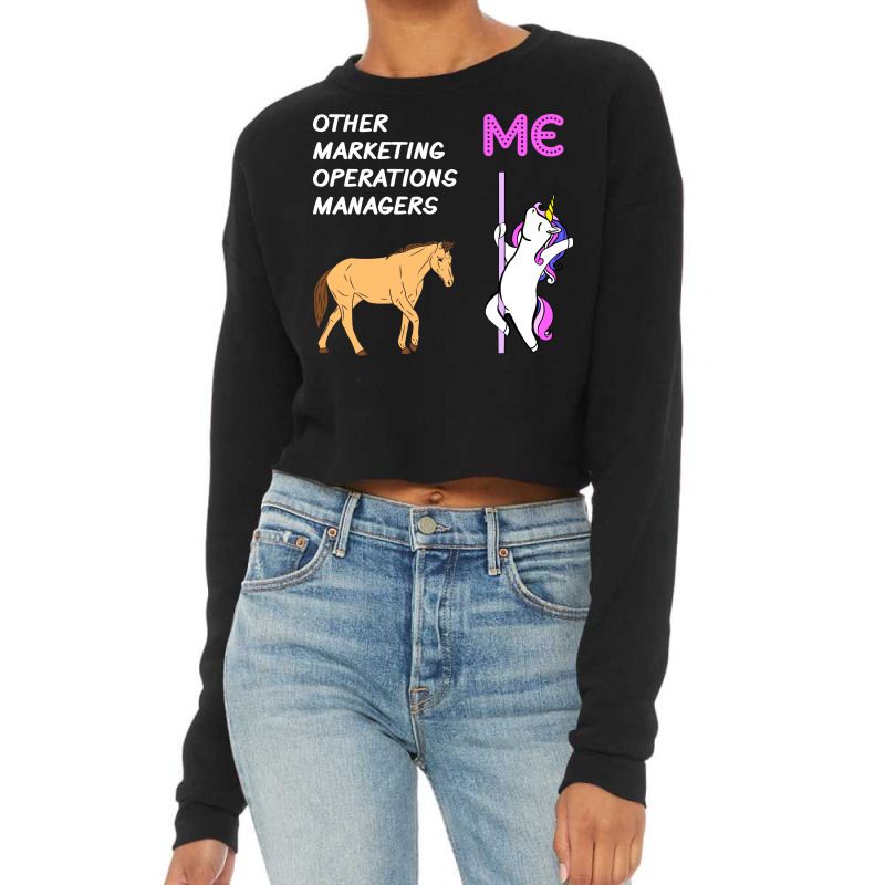 Marketing Operations Manager Unicorn Horse Design Cropped Sweater by dyrondewer6 | Artistshot