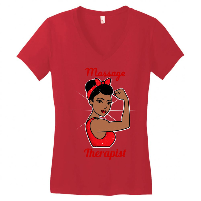 Massage Therapist Woman Strong Retro Vintage Poste Women's V-Neck T-Shirt by zulaifoladii | Artistshot