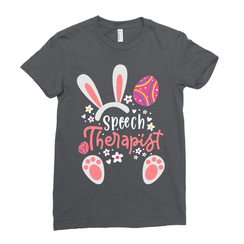 Bunny Speech Language Therapist Slp Happy Easter E Ladies Fitted T-Shirt by spaicperrasu | Artistshot