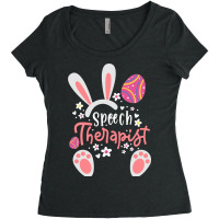 Bunny Speech Language Therapist Slp Happy Easter E Women's Triblend Scoop T-shirt | Artistshot