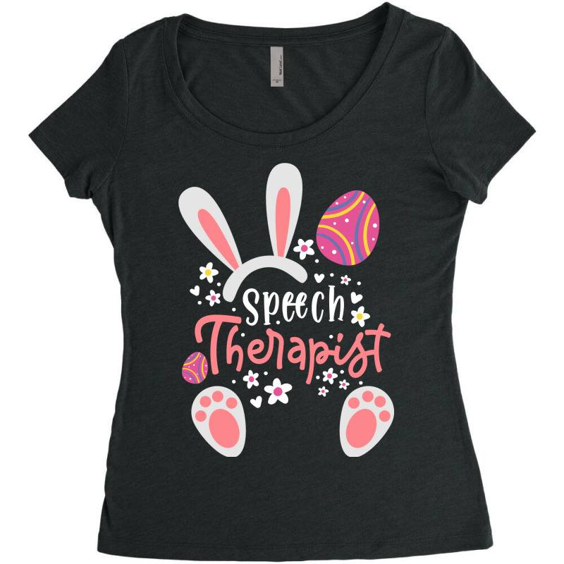 Bunny Speech Language Therapist Slp Happy Easter E Women's Triblend Scoop T-shirt by spaicperrasu | Artistshot