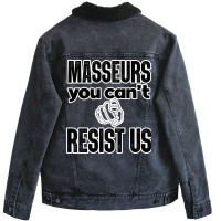 Masseurs You Cant Resist Us Massage Therapist Perf Unisex Sherpa-lined Denim Jacket | Artistshot