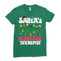 Santas Favorite Massage Therapist Santa Hat Xmas L Ladies Fitted T-shirt | Artistshot