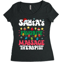 Santas Favorite Massage Therapist Santa Hat Xmas L Women's Triblend Scoop T-shirt | Artistshot