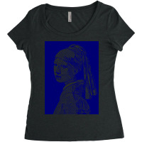 Girl With A Pearl Earring Vector Art In Blue Girl Women's Triblend Scoop T-shirt | Artistshot