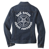 Hail Satan  Abort Everyone 2 Ladies Denim Jacket | Artistshot