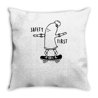 Protect Yourself Funny Skateboard Throw Pillow Designed By Vanotees