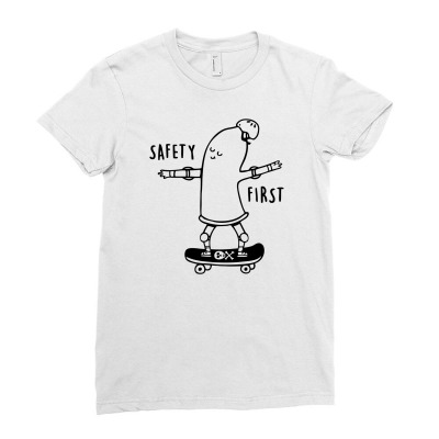 Protect Yourself Funny Skateboard Ladies Fitted T-shirt Designed By Vanotees