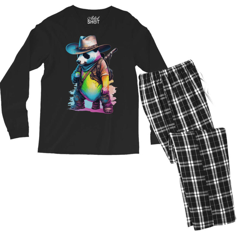 Panda Cowboy Rainbow Men's Long Sleeve Pajama Set by NissimHouston109 | Artistshot