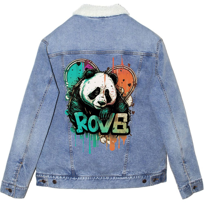 Panda Crush Love Unisex Sherpa-Lined Denim Jacket by NissimHouston109 | Artistshot