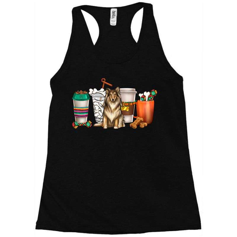 Collie Dog Coffee Cups Racerback Tank by enoddigitalart@gmail.com | Artistshot