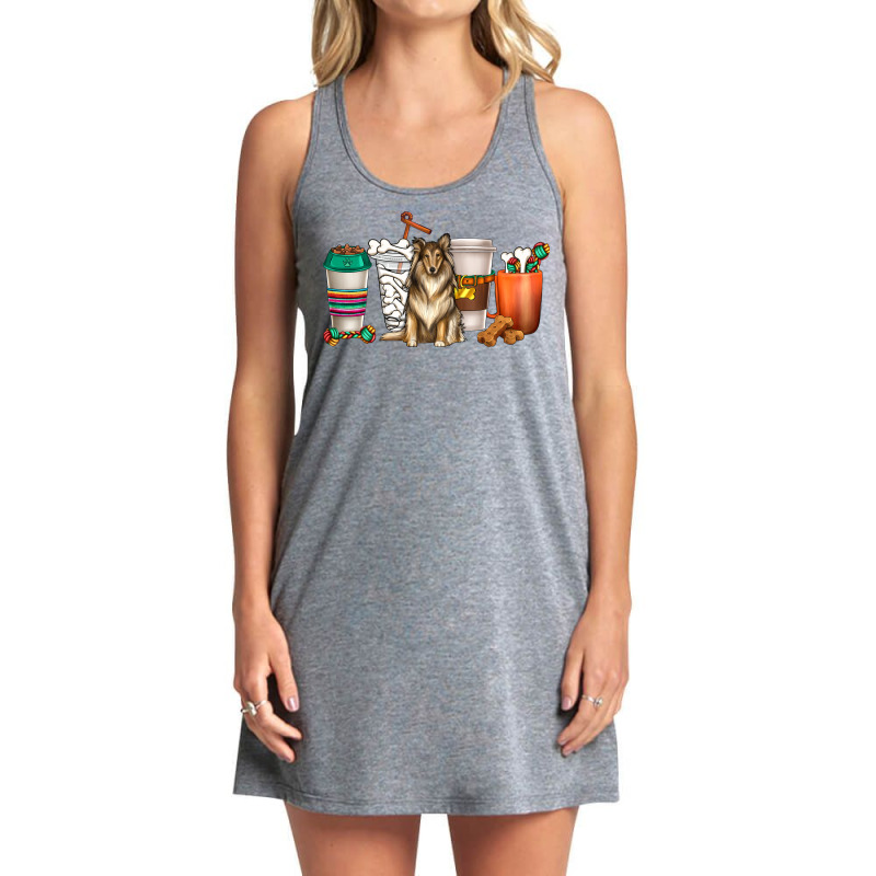 Collie Dog Coffee Cups Tank Dress by enoddigitalart@gmail.com | Artistshot