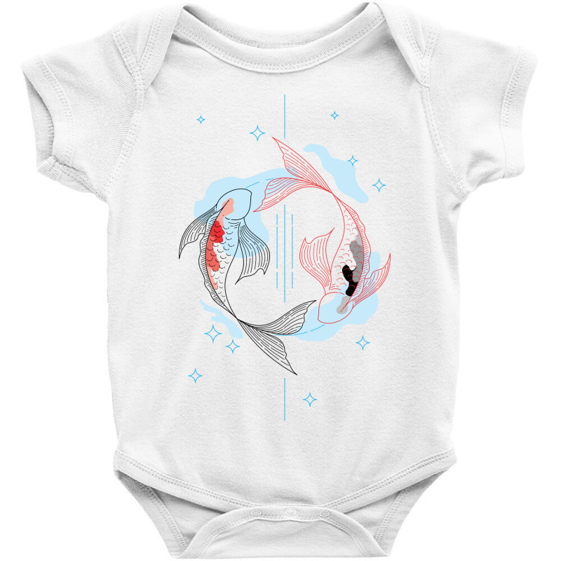 Koi Circle Line Art Aesthetic Baby Bodysuit | Artistshot