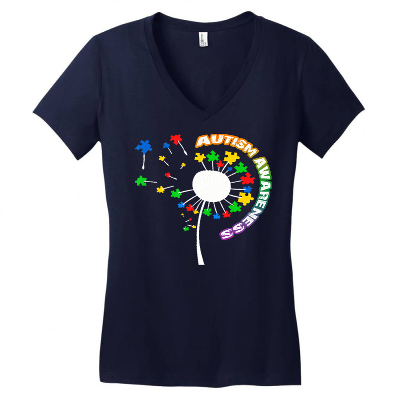 Autism Awareness T  Shirt Autism T  Shirt Autism Dandelion Flower Puzz Women's V-Neck T-Shirt by abigayle98988 | Artistshot