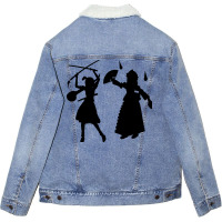 Silhouette Youmu   Touhou Unisex Sherpa-lined Denim Jacket | Artistshot