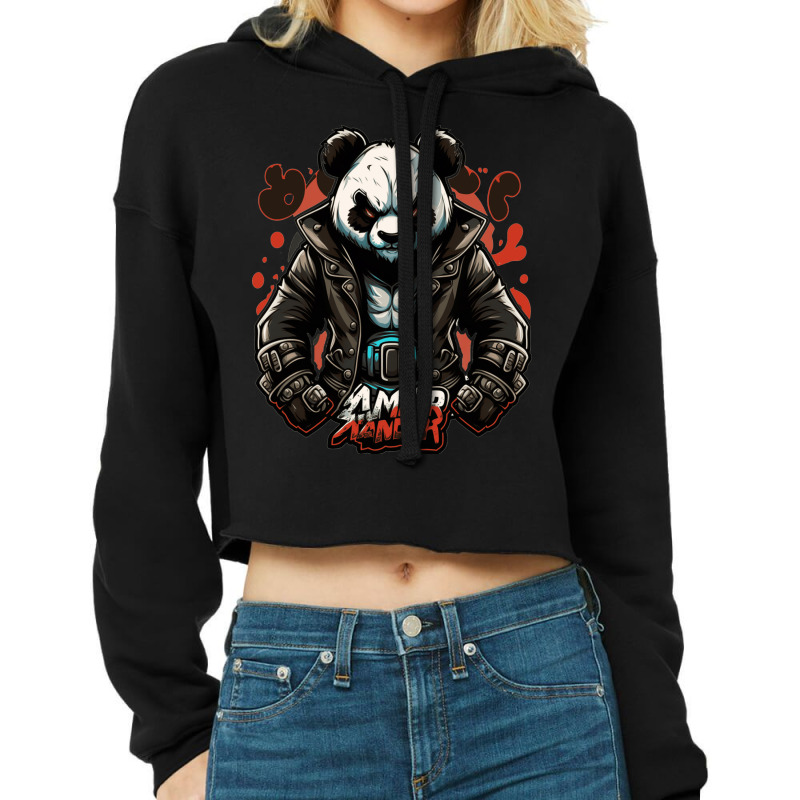 Panda Master Angry Cropped Hoodie by Katoslass180 | Artistshot