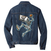 Skeleton Shoot Dunk Basketball Men Denim Jacket | Artistshot