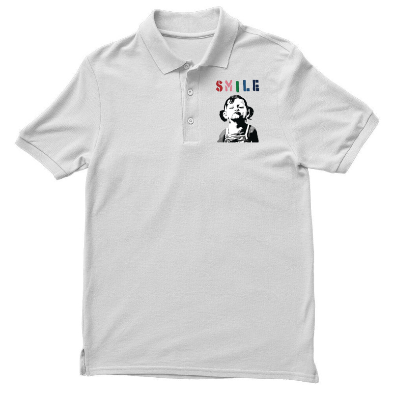 Banksy Graffiti Quote Smile With Girl Men's Polo Shirt by wiliamgelas | Artistshot