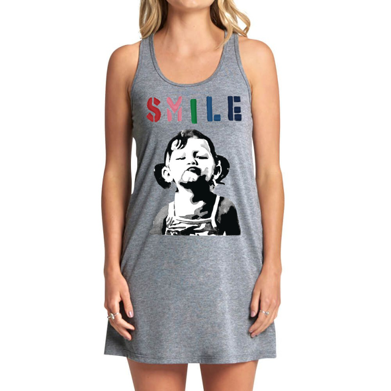 Banksy Graffiti Quote Smile With Girl Tank Dress by wiliamgelas | Artistshot