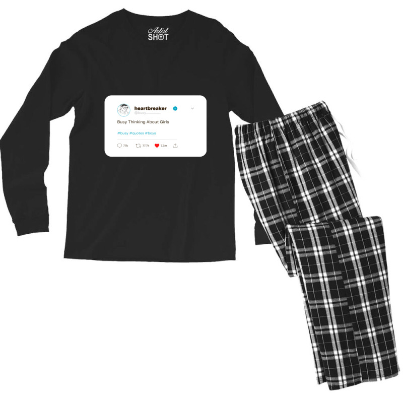 Busy Thinking About Girls Men's Long Sleeve Pajama Set | Artistshot