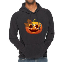 Cute Pumpkin Face With Leopard Print Glasses Girls Vintage Hoodie | Artistshot