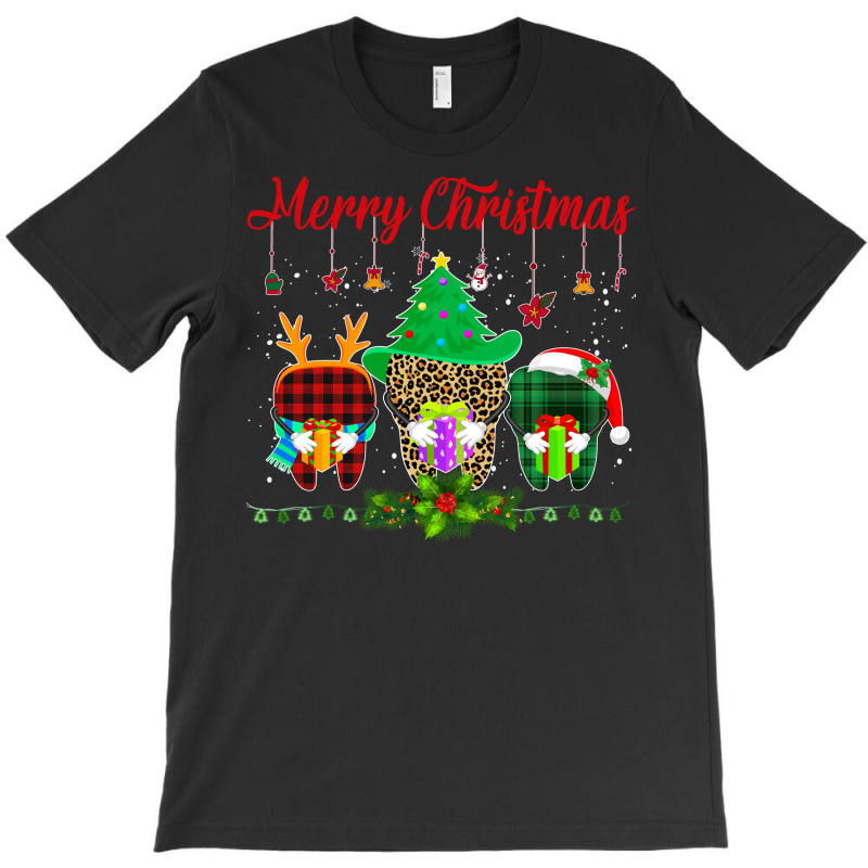 Dentist Christmas Funny Leopard Plaid Tooths Denta T-shirt | Artistshot