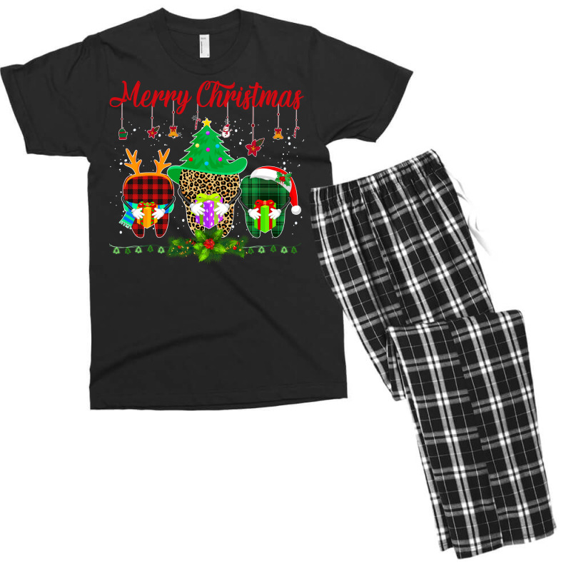 Dentist Christmas Funny Leopard Plaid Tooths Denta Men's T-shirt Pajama Set | Artistshot