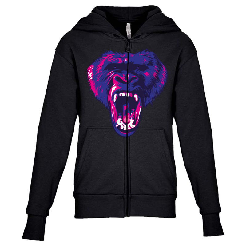 Angry Gorilla Vector Art Youth Zipper Hoodie by TaufanHeri | Artistshot