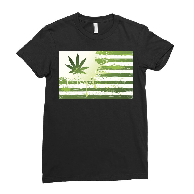 Us Flag Marijuana Weed Cannabis Legalize Drip Swag Ladies Fitted T-Shirt by sumphucker | Artistshot