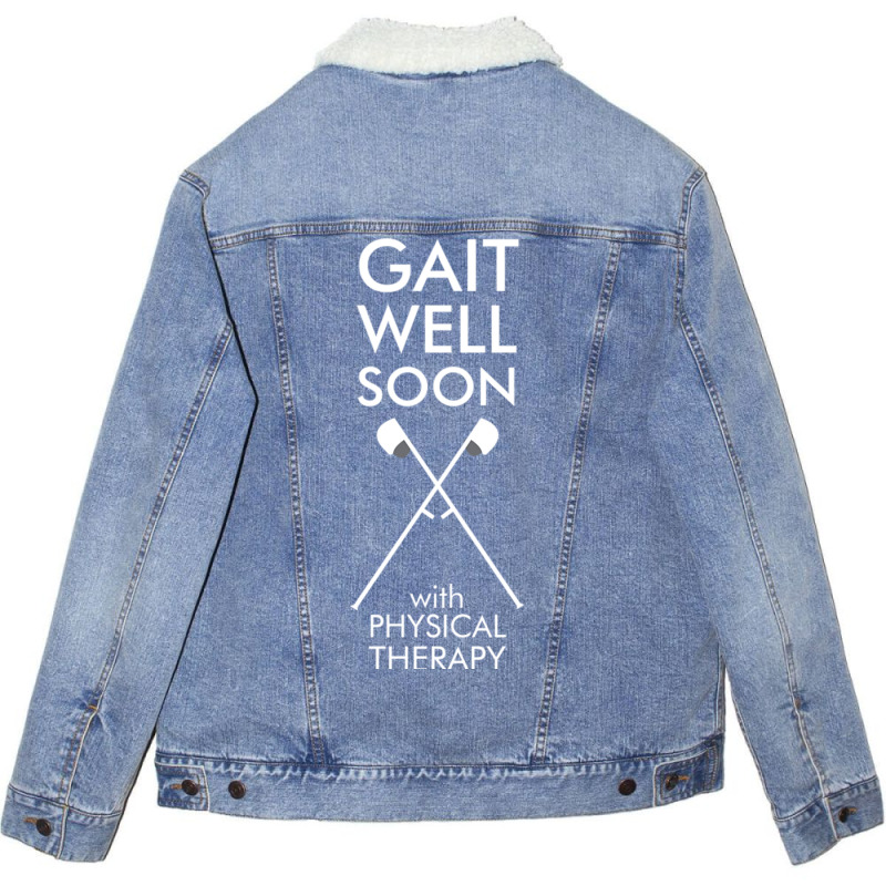 Gait Well Soon With Physical Therapy Unisex Sherpa-Lined Denim Jacket by RendyArt | Artistshot