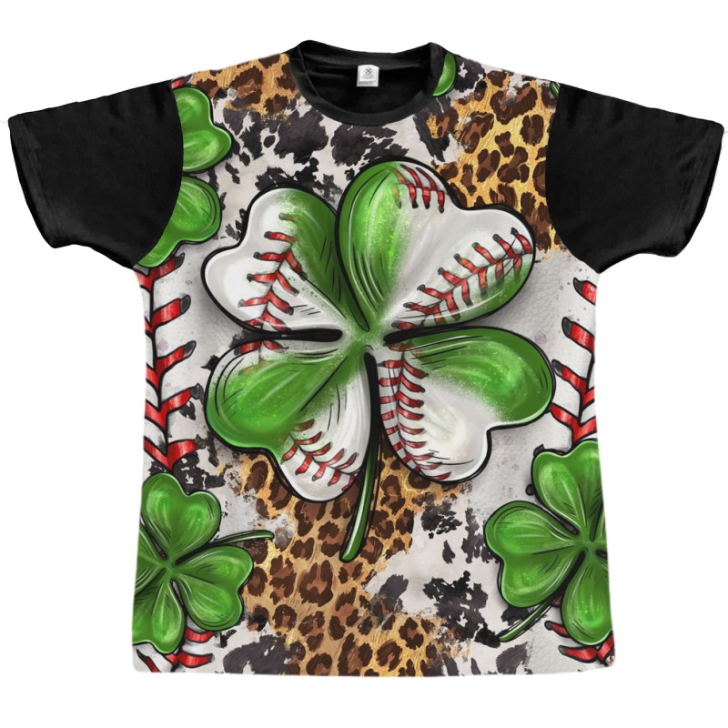 Baseball St. Patrick's Day Clovers With Leopard Tu Graphic T-shirt by enoddigitalart@gmail.com | Artistshot