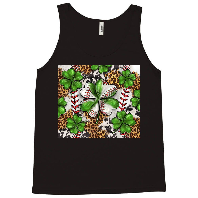 Baseball St. Patrick's Day Clovers With Leopard Tu Tank Top by enoddigitalart@gmail.com | Artistshot