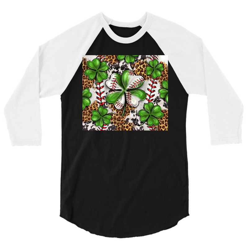 Baseball St. Patrick's Day Clovers With Leopard Tu 3/4 Sleeve Shirt by enoddigitalart@gmail.com | Artistshot