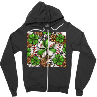 Baseball St. Patrick's Day Clovers With Leopard Tu Zipper Hoodie | Artistshot