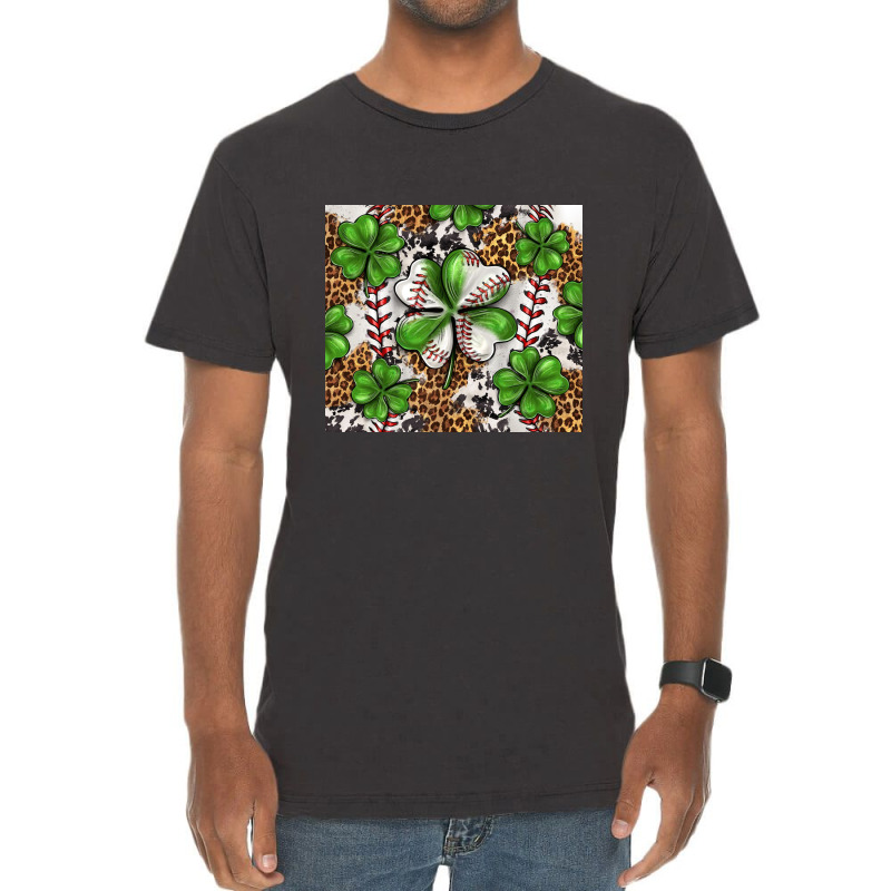 Baseball St. Patrick's Day Clovers With Leopard Tu Vintage T-Shirt by enoddigitalart@gmail.com | Artistshot