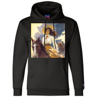 Young Girl A White Dress Riding A Horse Champion Hoodie | Artistshot