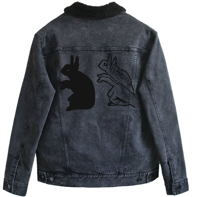 Rabbit Hand Shadow 2 Unisex Sherpa-lined Denim Jacket | Artistshot