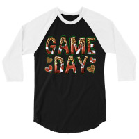 Game Day With Football And Leopard 3/4 Sleeve Shirt | Artistshot