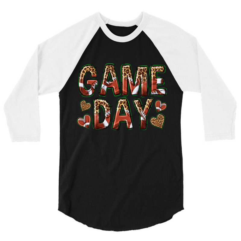 Game Day With Football And Leopard 3/4 Sleeve Shirt by enoddigitalart@gmail.com | Artistshot