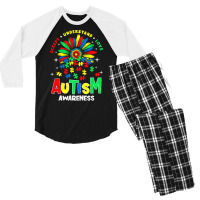 Autism Awareness T  Shirtautism Awareness Flower Gift T  Shirt Men's 3/4 Sleeve Pajama Set | Artistshot