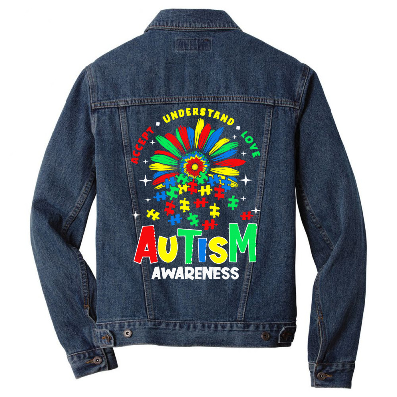 Autism Awareness T  Shirtautism Awareness Flower Gift T  Shirt Men Denim Jacket by abigayle98988 | Artistshot