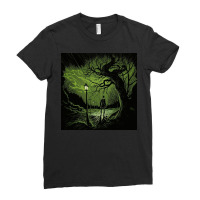 People Silhouette In The Misty Forest Ladies Fitted T-shirt | Artistshot