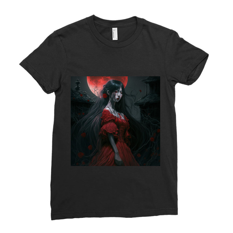 Little Girl Ghost In Red Dress Ladies Fitted T-Shirt by TheDol | Artistshot